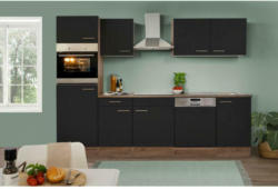 Küchenzeile mit Geräten B: 280 cm Schwarz/Eiche Dekor