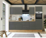 Möbelix Küchenzeile mit Geräten B: 280 cm Grau/Eiche Dekor