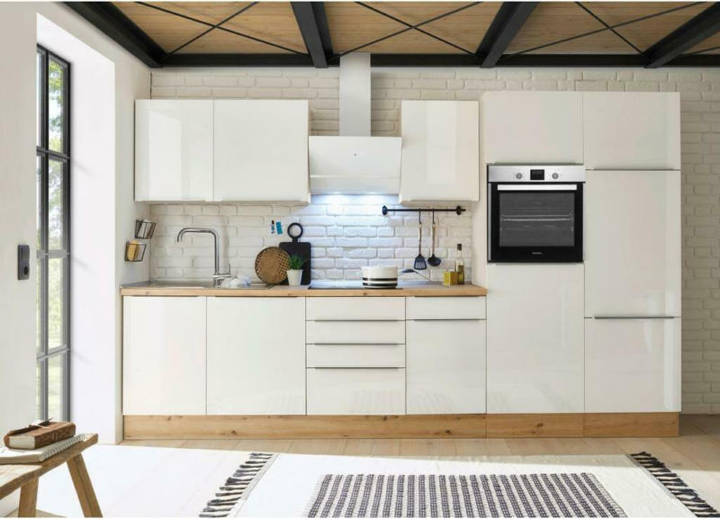 Küchenzeile mit Geräten B: 340 cm Weiß
