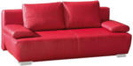Möbelix 2-Sitzer-Sofa mit Schlaffunkt. und Bettkasten Nikita Rot Leder