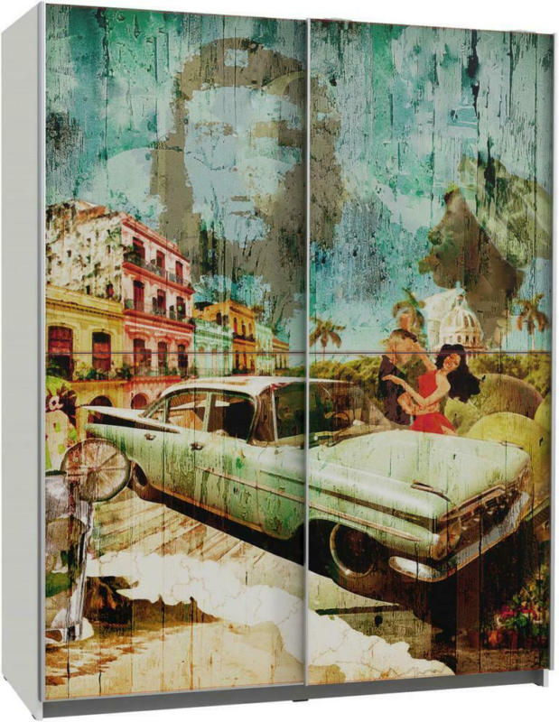 Schwebetürenschrank 170cm Plakato Cuba, Multicolour
