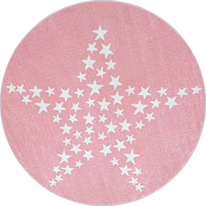 Kinderteppich Rund Stern Pink Bambi ⌀ 120 cm