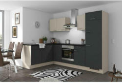 Einbauküche Eckküche Möbelix Pn 80 mit Geräten 175x275 cm Kaschmirgrau/Grafit
