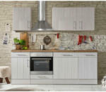 Möbelix Küchenzeile mit Geräten B: 220 cm Weiß/Lärche Dekor