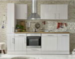 Möbelix Küchenzeile mit Geräten B: 250 cm Weiß/Lärche Dekor