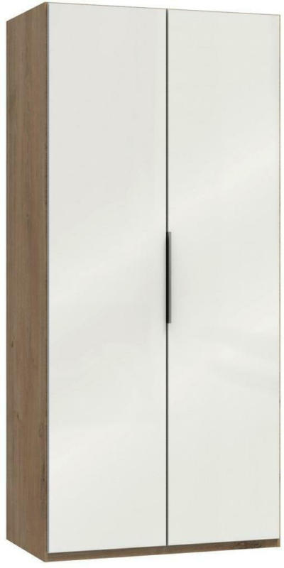 Drehtürenschrank B: 100 cm, Level 36d Weiß/Eiche Dekor