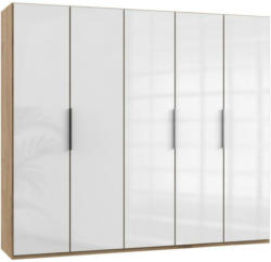 Drehtürenschrank B: 250 cm, Level 36d Weiß/Eiche Dekor