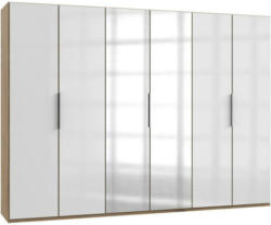 Drehtürenschrank Mit Spiegel, B: 300 cm, Eiche Dekor/Weiß