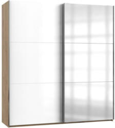 Schwebetürenschrank Mit Spiegel B: 200 cm, Weiß/Eiche Dekor