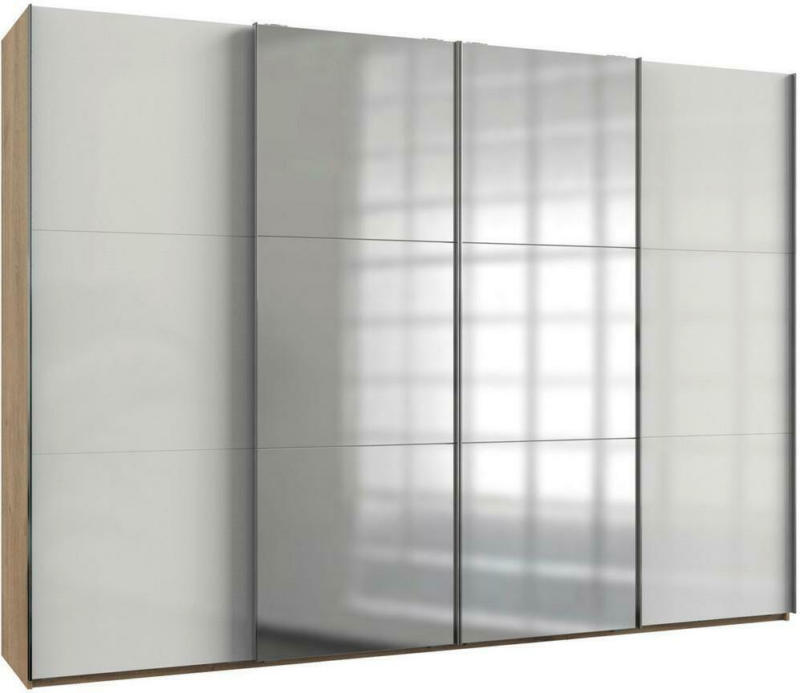 Schwebetürenschrank Mit Spiegel B: 300 cm Weiß/Eiche Dekor