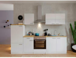 Küchenzeile ohne Geräte B: 270 cm Weiß/Nussbaum Dekor, Modern