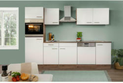 Küchenzeile ohne Geräte B: 280 cm Weiß/Eiche Dekor, Modern