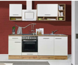Küchenzeile ohne Geräte B: 220 cm Weiß/Wildeiche Dekor