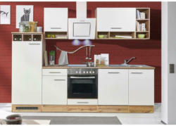 Küchenzeile ohne Geräte B: 280 cm Weiß/Wildeiche Dekor