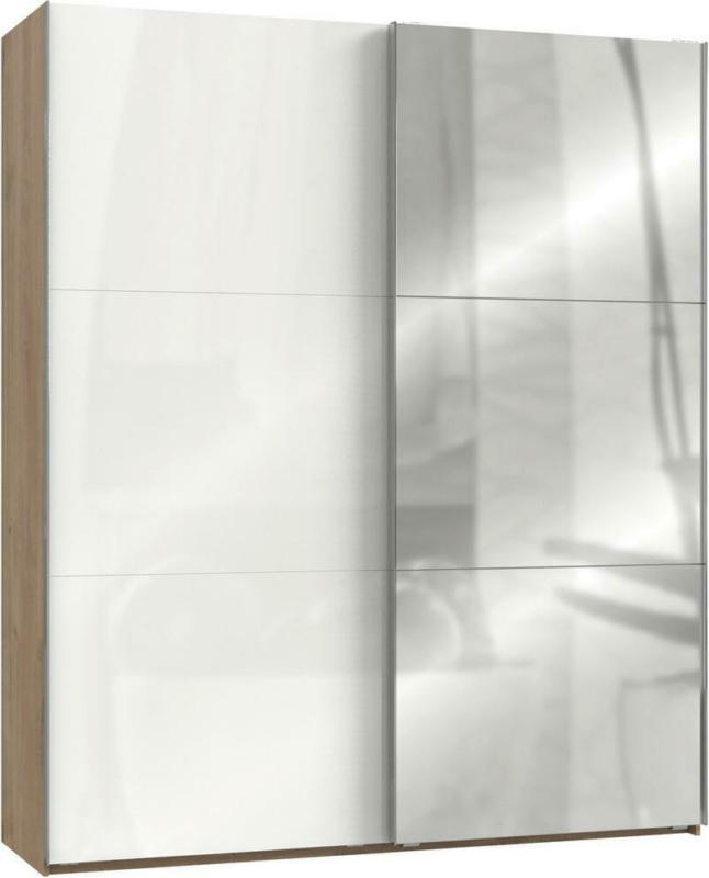 Schwebetürenschrank Level 36d Weiß/Eiche B:200 cm
