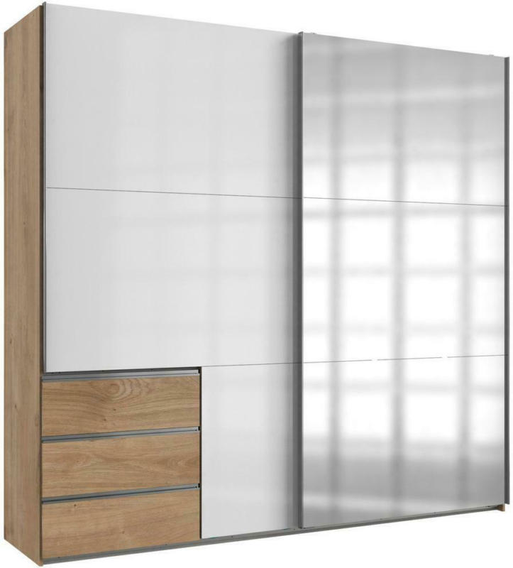 Schwebetürenschrank Level 36d Weiß/Eiche B:250 cm