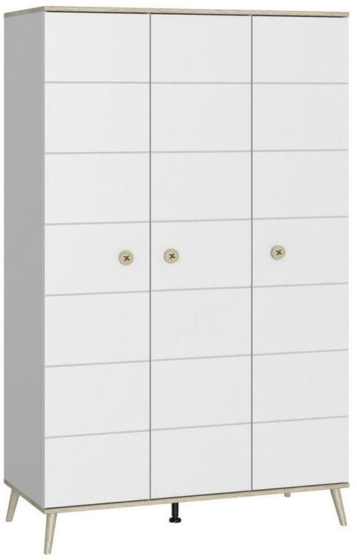 Kleiderschrank Billund Weiß/Eiche B: 125 cm