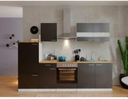Küchenzeile ohne Geräte B: 270 cm Grau/Weiß/Nussbaum Dekor