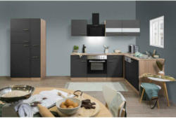 Einbauküche Eckküche Möbelix ohne Geräte 310x172 cm Grau/Eiche Dekor
