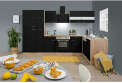 Einbauküche Eckküche Möbelix ohne Geräte 310x172 cm Schwarz/Eiche Dekor