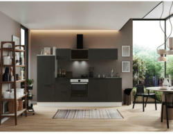 Küchenzeile mit Geräten B: 280 cm Grau/Weiß