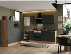 Küchenzeile mit Geräten B: 370 cm Grau/Eiche Artisan Dekor