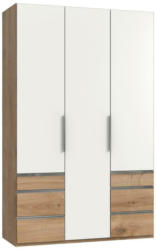 Drehtürenschrank mit Laden, B: 150 cm, Weiß/Eiche Dekor