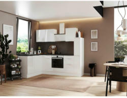 Einbauküche Eckküche Möbelix Elisabeth mit Geräten 175x250 cm Weiß/Granit Optik