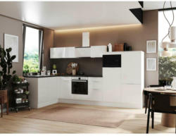 Einbauküche Eckküche Möbelix Elisabeth mit Geräten 175x340 cm Weiß/Granit Optik