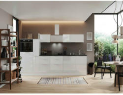 Küchenzeile mit Geräten B: 310 cm Weiß/Granit Optik