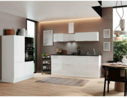 Küchenzeile mit Geräten B: 340 cm Weiß/Granit Optik