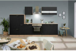 Küchenzeile ohne Geräte B: 300 cm Schwarz/Eiche Dekor