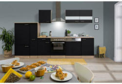 Küchenzeile ohne Geräte B: 310 cm Schwarz/Eiche Dekor