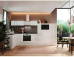Möbelix Einbauküche Eckküche Möbelix Elisabeth mit Geräten 175x370 cm Weiß/Granit Optik