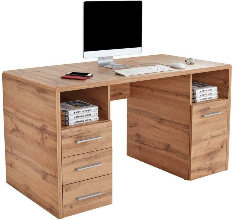 Schreibtisch mit Stauraum B: 150cm H: 75,5cm Eiche Dekor