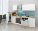 Möbelix Küchenzeile Economy mit Geräten 280 cm Weiß/Eiche Dekor Modern