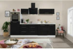 Möbelix Küchenzeile mit Geräten 280 cm Schwarz Hochglanz/Weiß