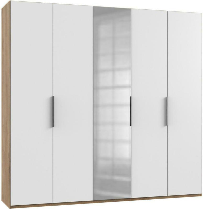 Drehtürenschrank B: 250 cm Level Weiß/Eichefarben Dekor