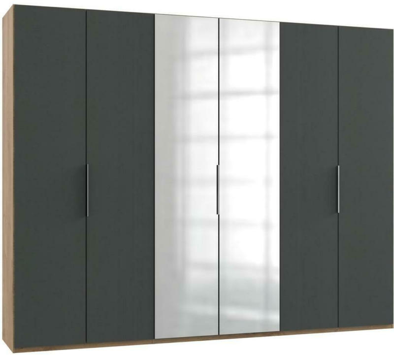 Drehtürenschrank B: 300 cm Level Graphit-/Eichefarben