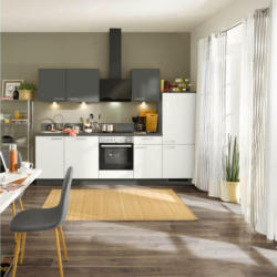 Einbauküche Küchenblock Möbelix Win/Plan B: 280 cm Anthrazit/Weiß