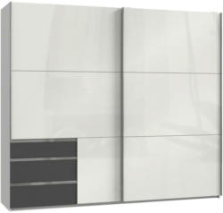 Schwebetürenschrank mit Laden B: 250 cm Level Graphitf./Weiß