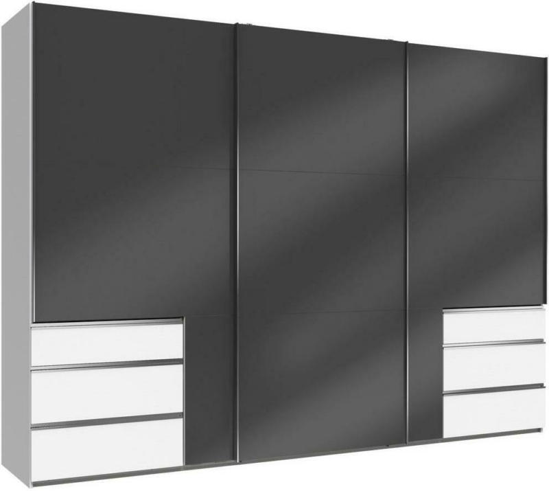 Schwebetürenschrank mit Laden B: 300 cm Level Grau/Weiß