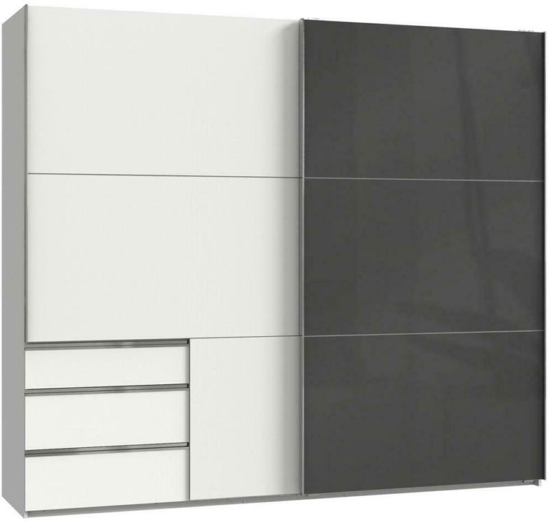 Schwebetürenschrank mit Laden B: 250 cm Level Grau/Weiß