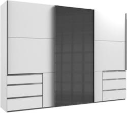 Schwebetürenschrank mit Laden B: 300 cm Level Grau/Weiß