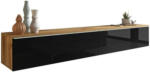 Möbelix Lowboard B: 180 cm Eiche Wotan Dekor/Schwarz