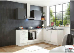 Einbauküche Eckküche Möbelix Corner mit Geräten 220/175 cm Weiß/Anthrazit