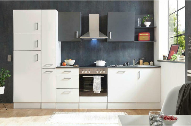 Küchenzeile Corner mit Geräten 310 cm Weiß/Anthrazit
