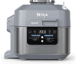 Ninja ON400DE Speedi Schnellkocher & Heißluft-Fritteuse Silber (Rührschüsselkapazität: 5,7 l, 1760 Watt)