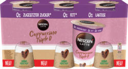 Nescafé Latte Cappuccino Triple 0, 0% sucres ajoutés, 0% graisse, 0% lactose, 3 x 190 g