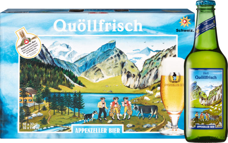 Bière blonde Quöllfrisch Appenzeller, 10 x 33 cl